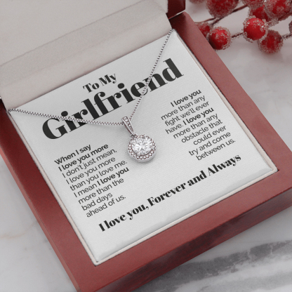 To My Girlfriend Necklace Round Pendant Necklace Valentine's Day Gift for Her - I Love You Forever and Always-Jessemade AU