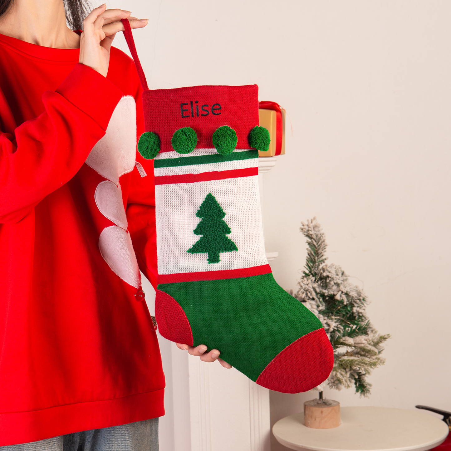 Personalised Christmas Stocking Ornament Custom 1 Name Christmas Gift Bags Gifts for Family Friends-Jessemade AU