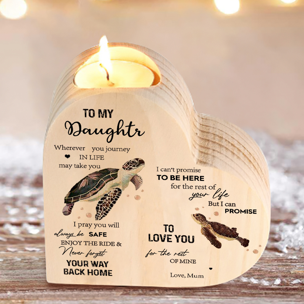 To My Daughter Wooden Heart Candle Holder "love you for the rest of mine"-Jessemade AU