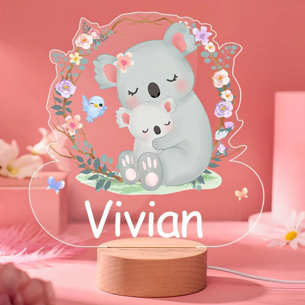 Personalised Flowers Koala Night Light Custom Name LED Lamp for Kids-Jessemade AU
