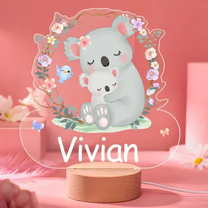Personalised Flowers Koala Night Light Custom Name LED Lamp for Kids-Jessemade AU