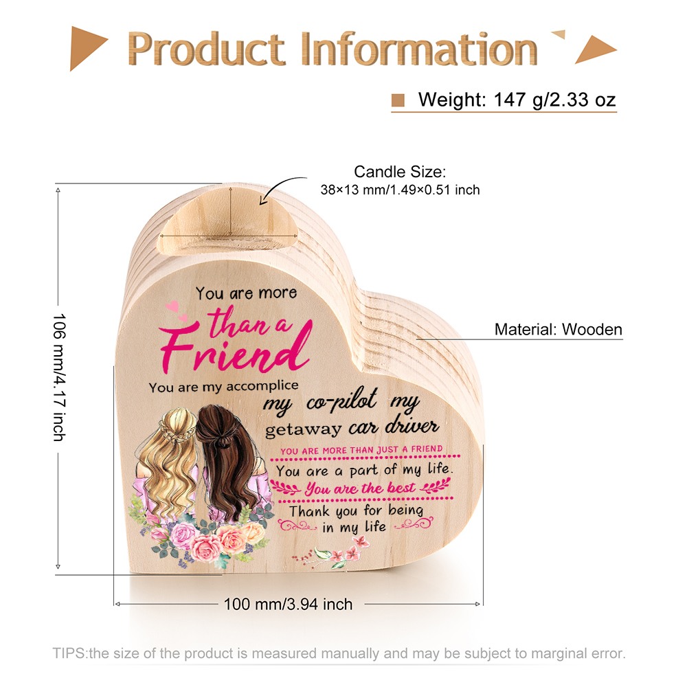 To My Friend Candle Holder Wooden Candlesticks Gift For Bestie - You Are More Than A Friend -Jessemade AU