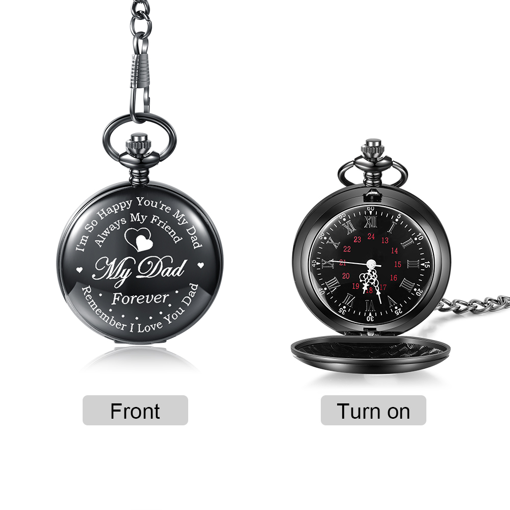 “I'm so happy you're my dad always my friend my dad forever remember i love you dad”T Personalised Pocket Watch Gifts for Father-Jessemade AU