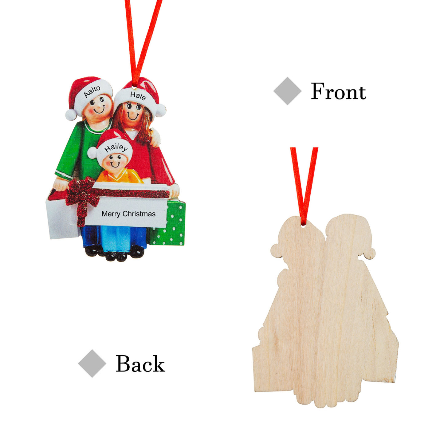 Personalised Family Of 3 Decorating Christmas Tree Ornament-Jessemade AU