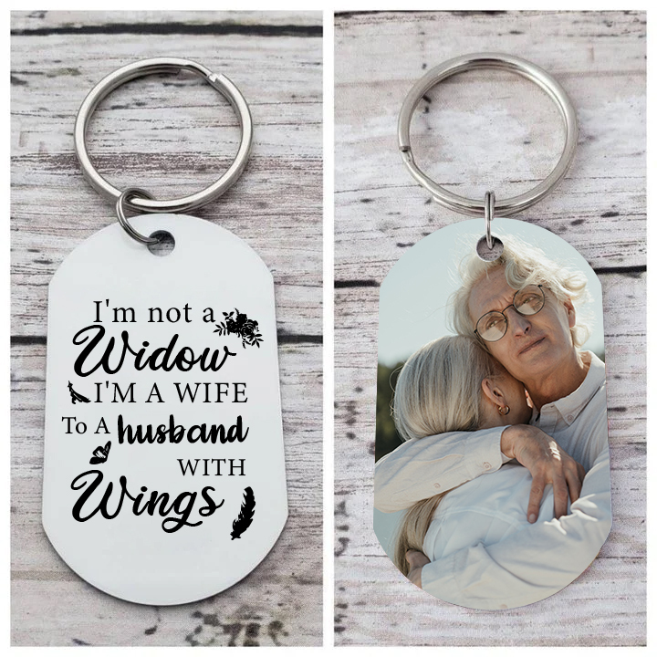 Personalised Photo Keychain Memorial Gift "I'm A Wife To A Husband With Wings"-Jessemade AU