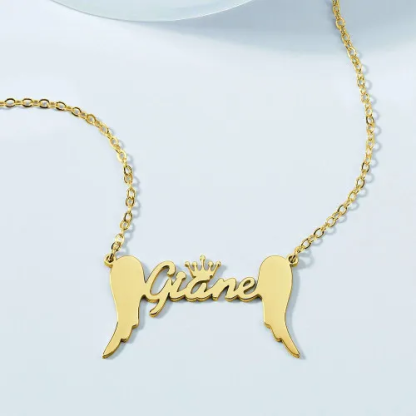 Personalised Wings Necklace Custom 1 Name Necklace Gift For Her-Jessemade AU
