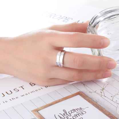 S925 Silver Ring Personalised 2 Birthstones Promise Ring With Names Gifts For Her-Jessemade AU