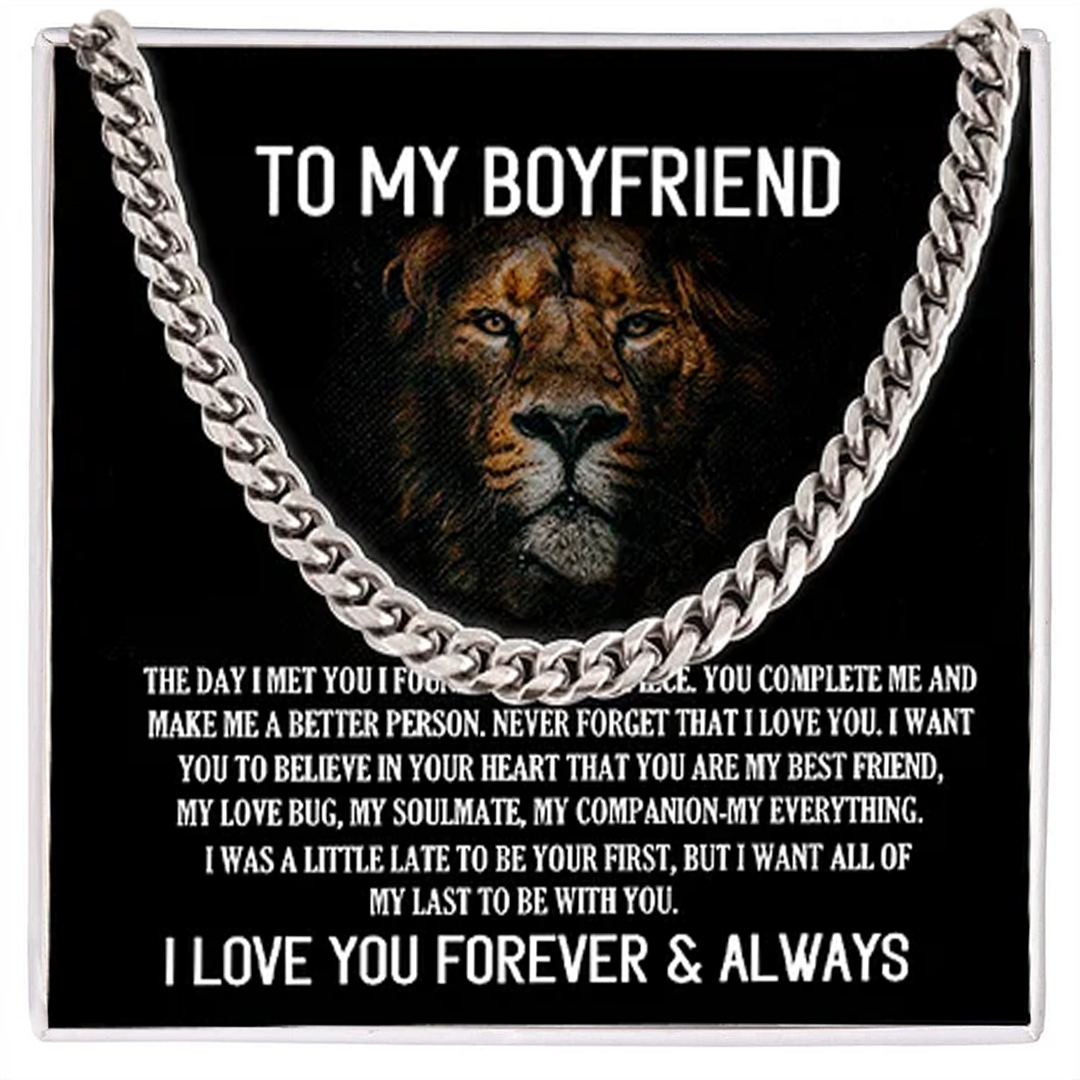 To My Boyfriend Cuban Link Chain Necklace Promise Necklace Gift Set - I Love You Forever & Always-Jessemade AU