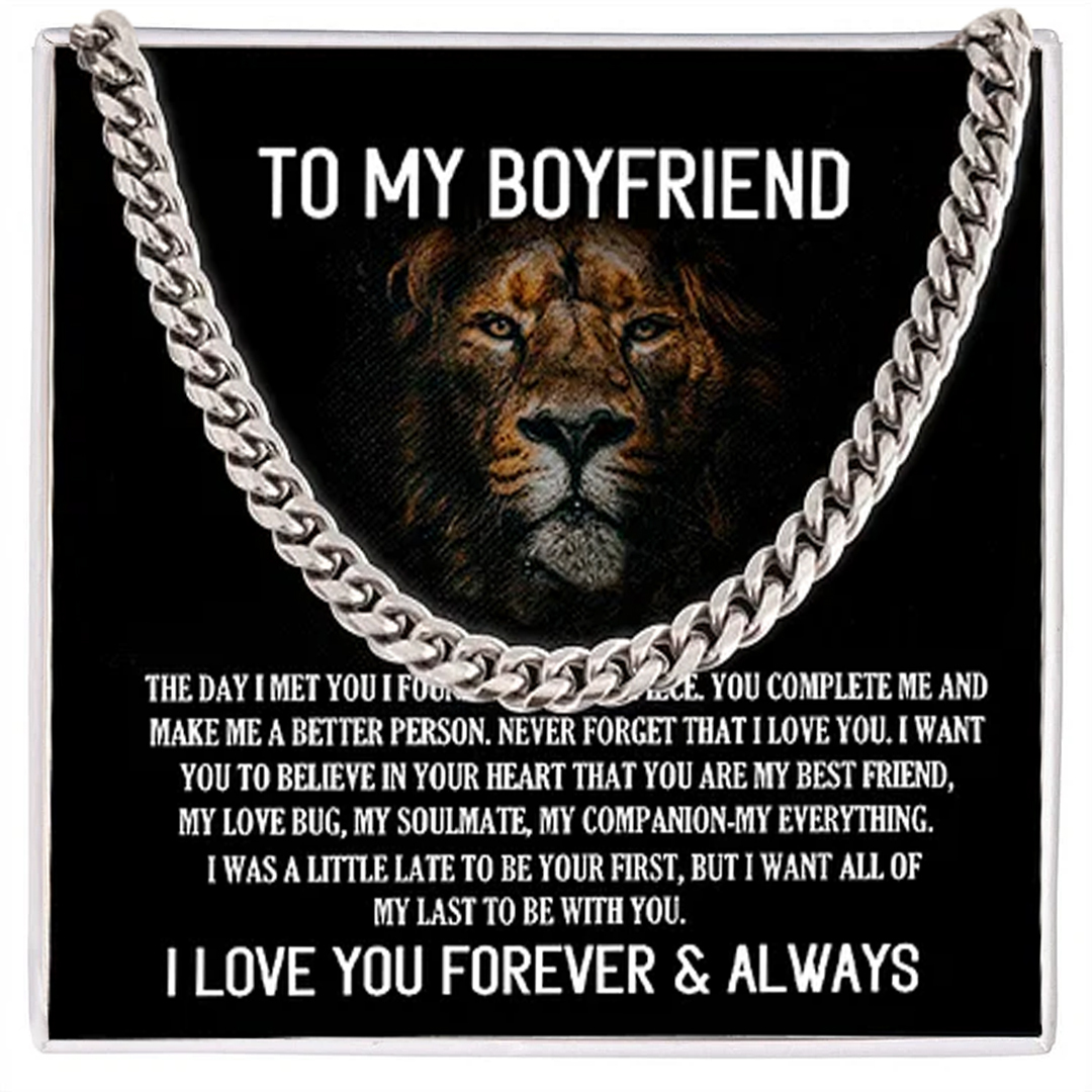 To My Boyfriend Cuban Link Chain Necklace Promise Necklace Gift Set - I Love You Forever & Always-Jessemade AU