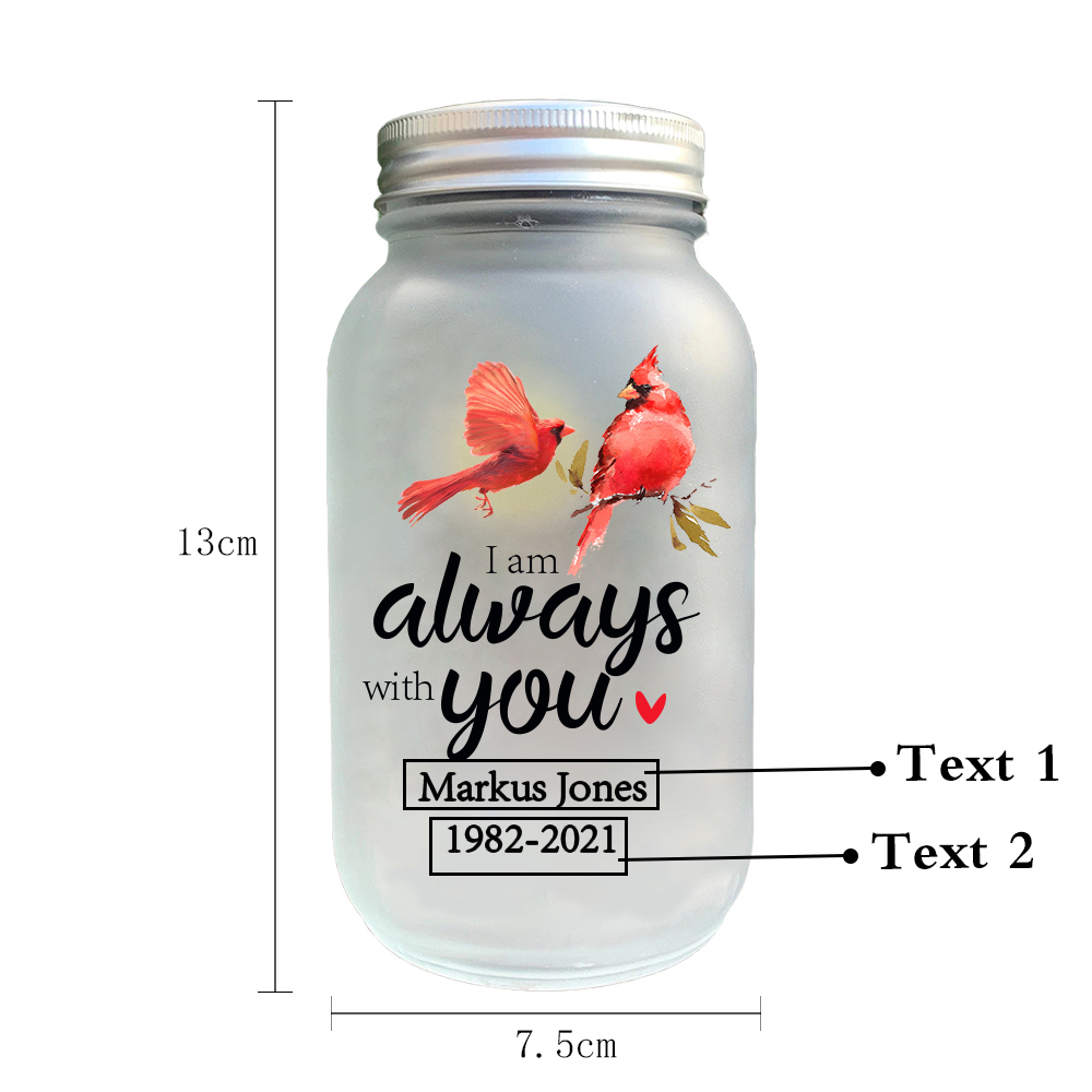 Memorial Jar Night Light "I Am Always With You" Red Robin Memorial Bottle Solar Light-Jessemade AU
