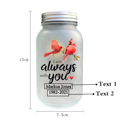 Memorial Jar Night Light "I Am Always With You" Red Robin Memorial Bottle Solar Light-Jessemade AU