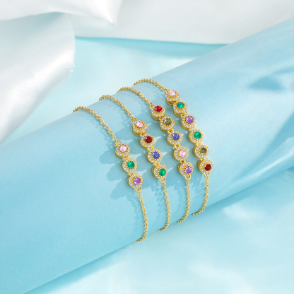 Personalised Women's Bracelet Customised 5 Birthstones Bracelets Birthday Mother's Day Gift for Her-Jessemade AU