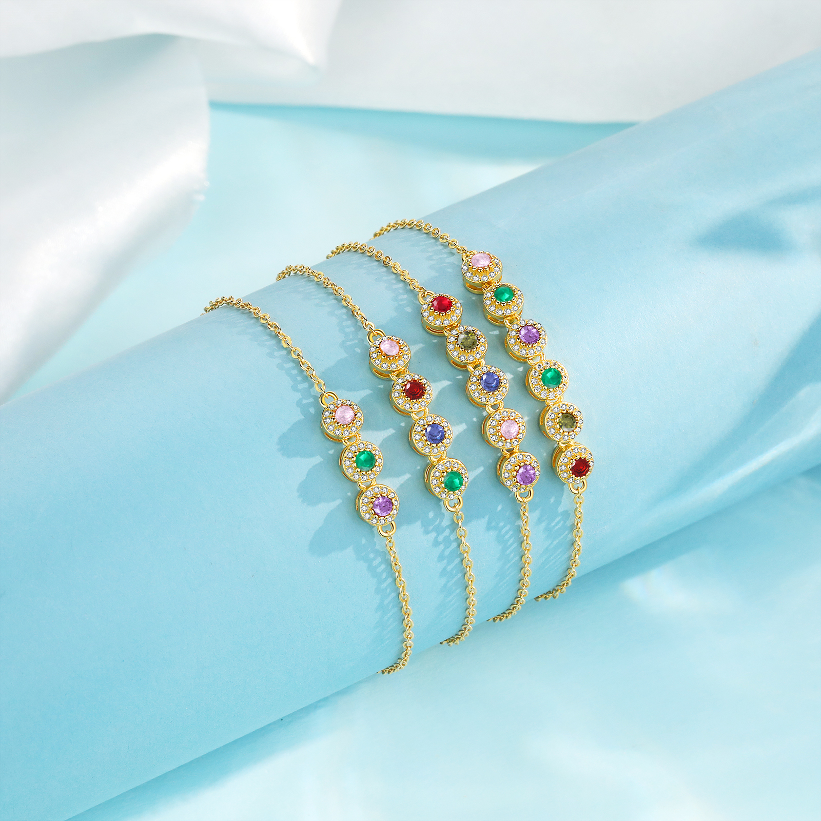 Personalised Women's Bracelet Customised 3 Birthstones Bracelets Birthday Mother's Day Gift for Her-Jessemade AU