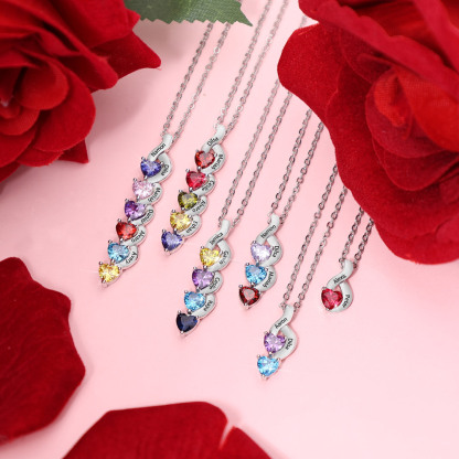 Custom Heart Birthstone Jewelry Set Necklace Bracelet for Family Personalised with 2 Names 2 Birthstones-Jessemade AU