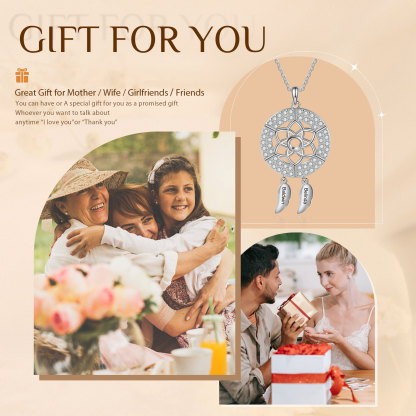 Personalised Dream Catcher Necklace Custom 2 Names Necklace Gifts For Her-Jessemade AU