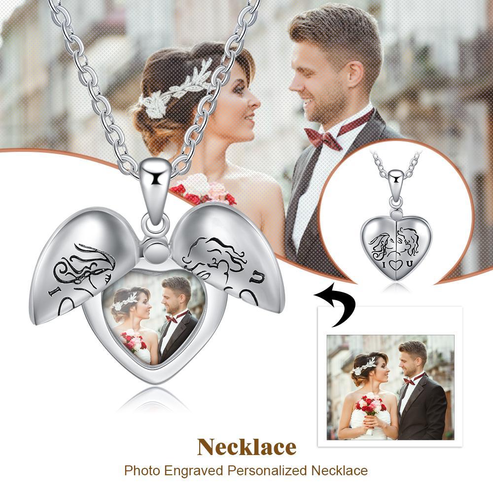 Personalised Heart Photo Locket Necklace Custom Photo Necklace Gifts For Her-Jessemade AU
