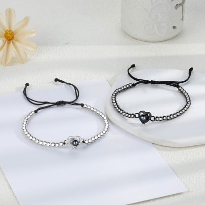 2 PCS Personalised Couple Projection Bracelet Customised 1 Photo Adjustable Bracelet Special Gift For Her/Him-Jessemade AU