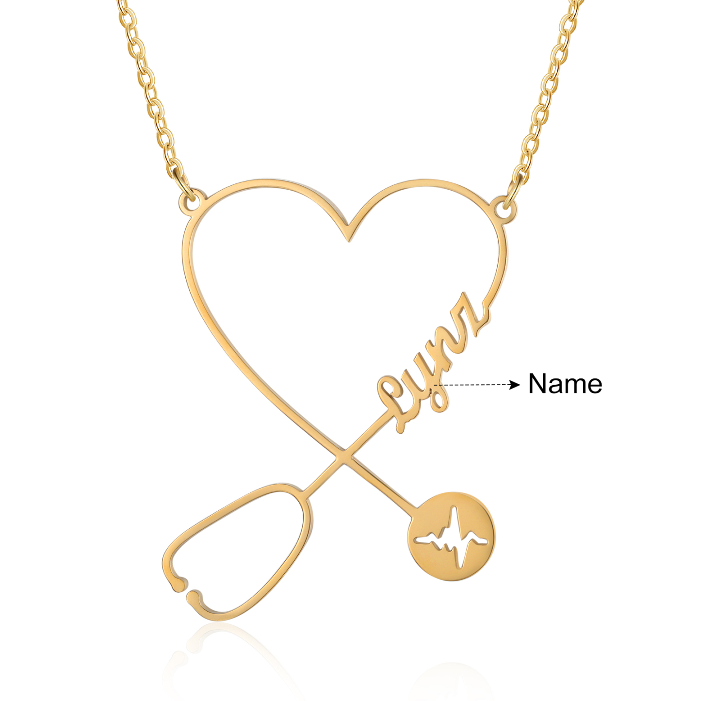 Stethoscope Name Necklace Heart Shape Personalised Name Necklaces Gift for Nurse-Jessemade AU
