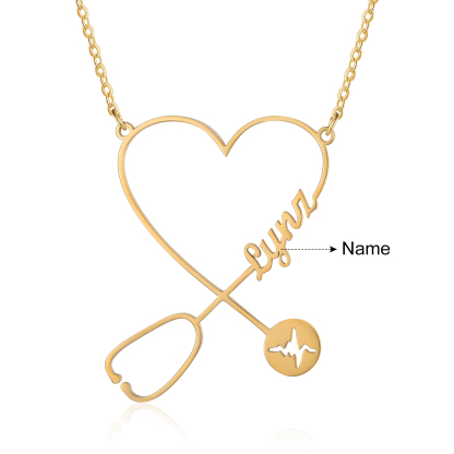 Stethoscope Name Necklace Heart Shape Personalised Name Necklaces Gift for Nurse-Jessemade AU