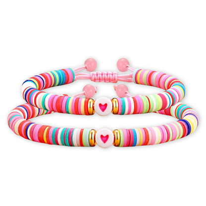 2 Pcs Bracelet Set Colourful Beaded Adjustable Bracelets with Message Card Gifts for Her - True Friendship Spans Time, Forever It Will Last-Jessemade AU