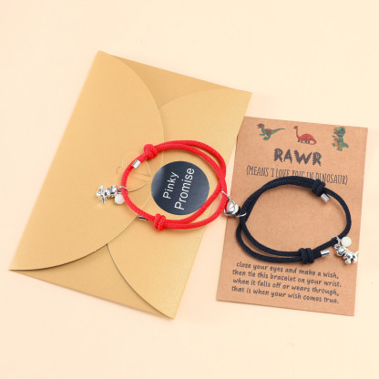 Two Souls One Heart Bracelet With Dinosaur Pendant Magnetic Bracelet Set-Jessemade AU