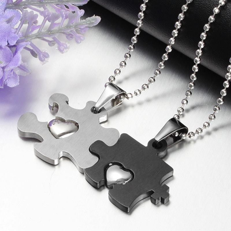 Just For You Couple Matching Necklace Puzzle Heart Necklace Valentines Day Gifts 2023 for Women Men-Jessemade AU