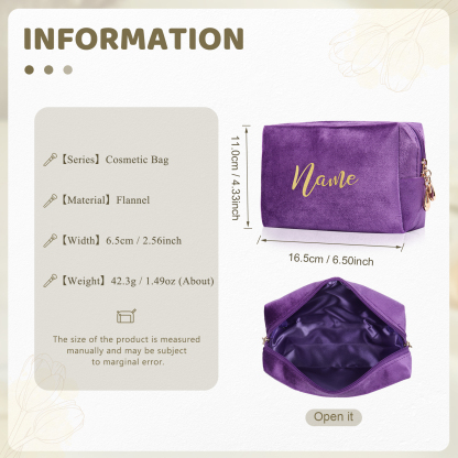 Personalised Name Cosmetic Bag Zipper Makeup Bag Jewelry Storage Bag Gifts for Ladies Girls-Jessemade AU