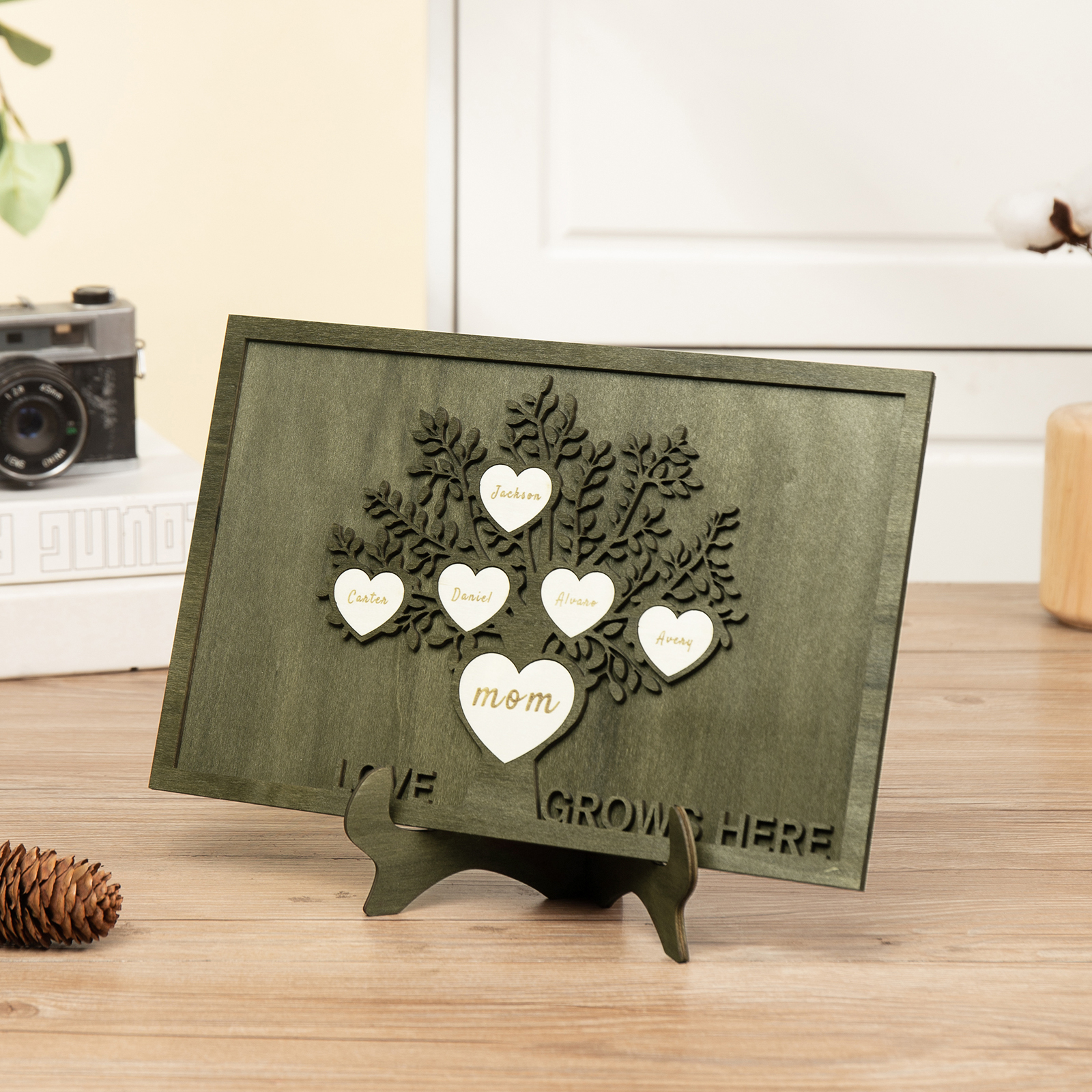 Family Tree Wood Frame Personalised Family Tree Sign Custom 6 Names Plaque-Jessemade AU