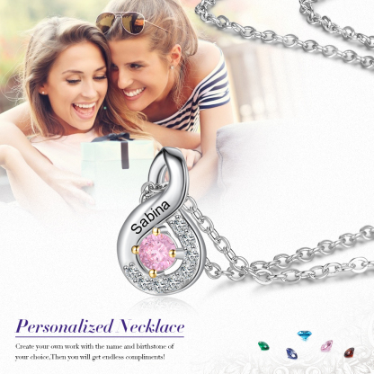 Personalised DNA Necklace With 1 Birthstone Engraved Names Gift For Women-Jessemade AU