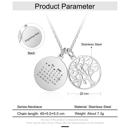 Personalised Tree Calendar Necklace For Her-Jessemade AU