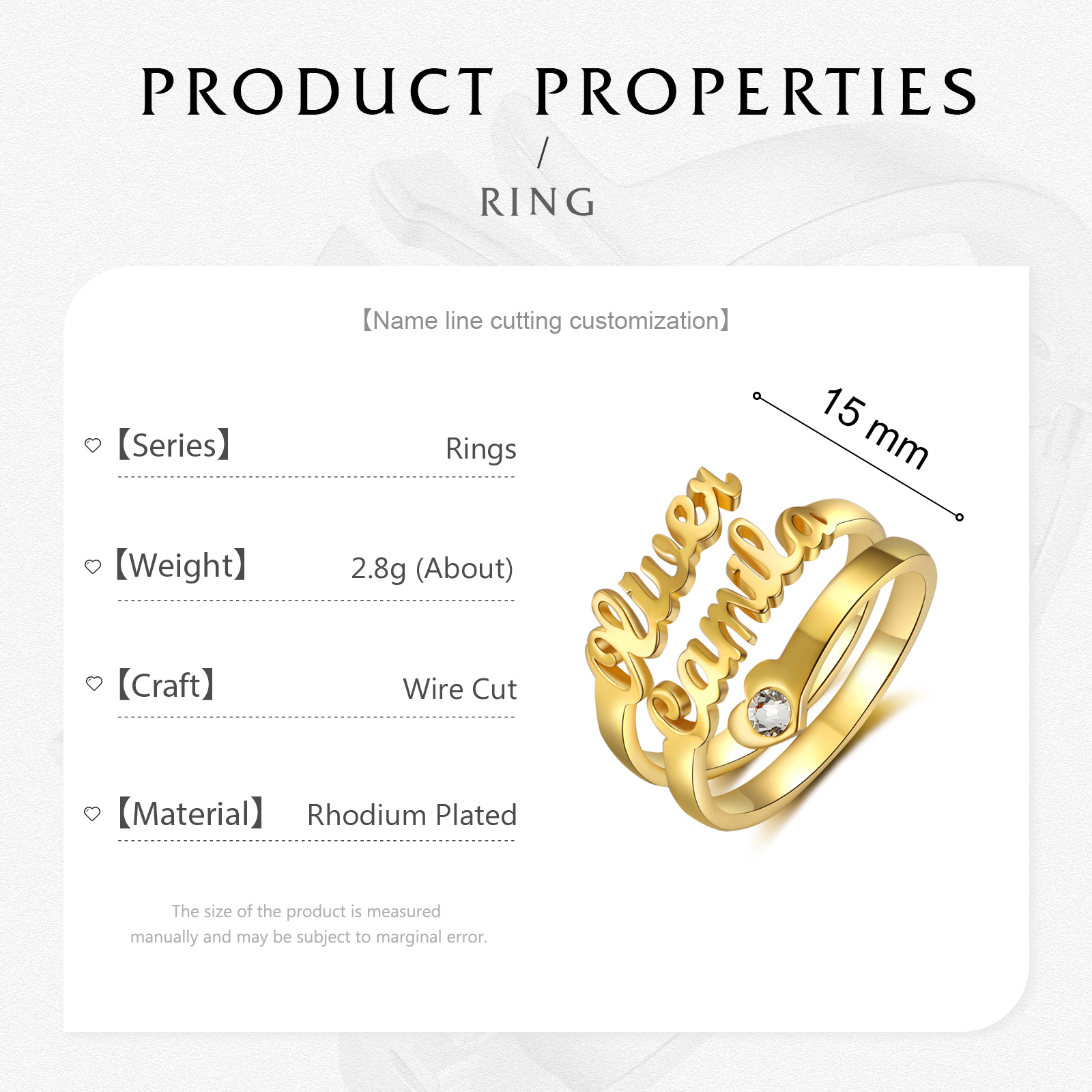 Personalised Heart Ring With Birthstone Custom 2 Names Ring Gifts For Her-Jessemade AU