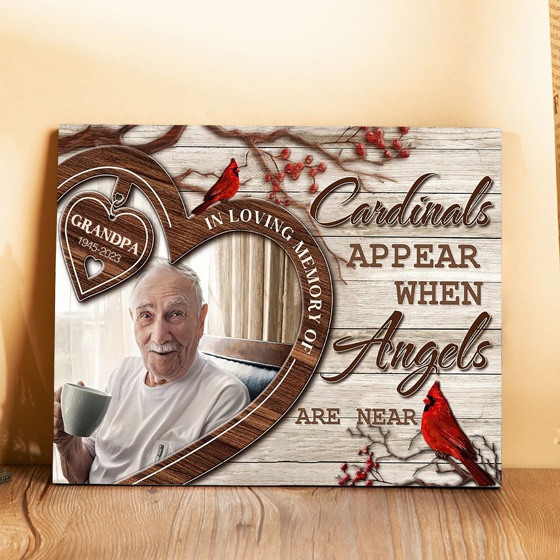 Personalised Memorial Photo Frame Cardinal Wood Signs-Jessemade AU