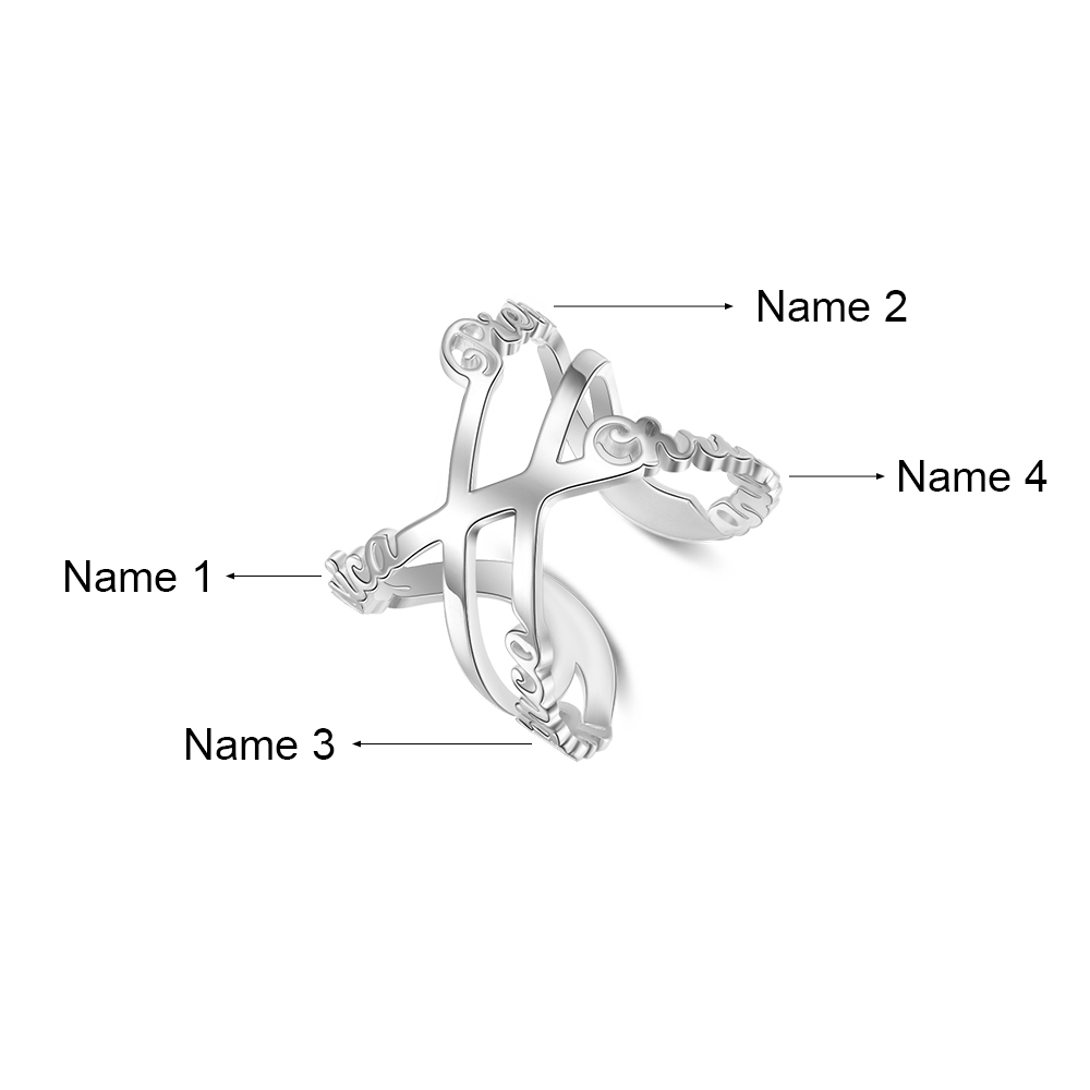 Personalised Ring Custom 4 Names Ring Best Gift For Women-Jessemade AU