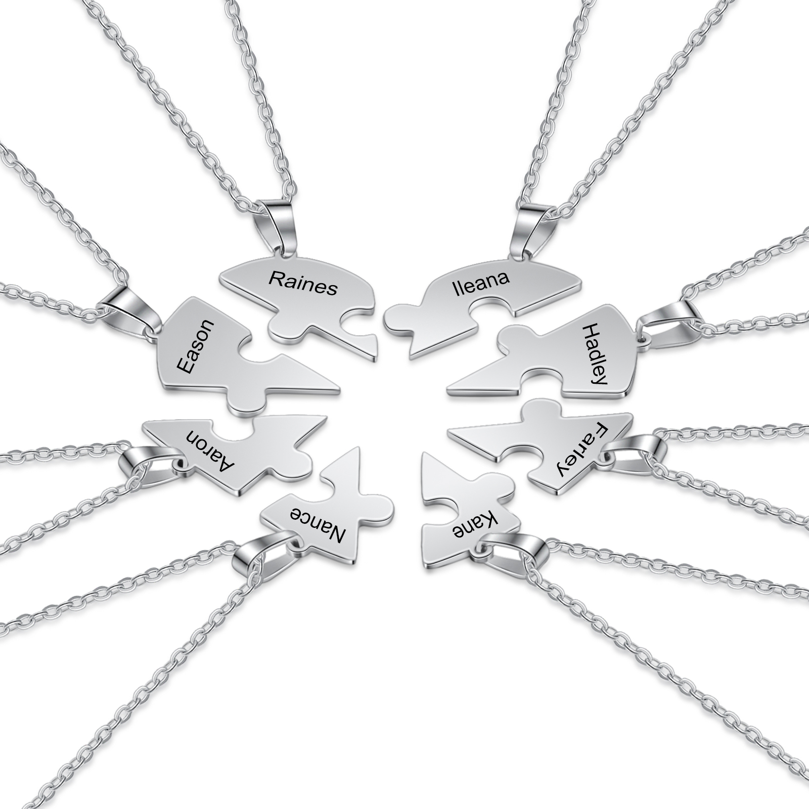 Personalised Heart Puzzle Necklace With 8 Names Gifts For Her-Jessemade AU