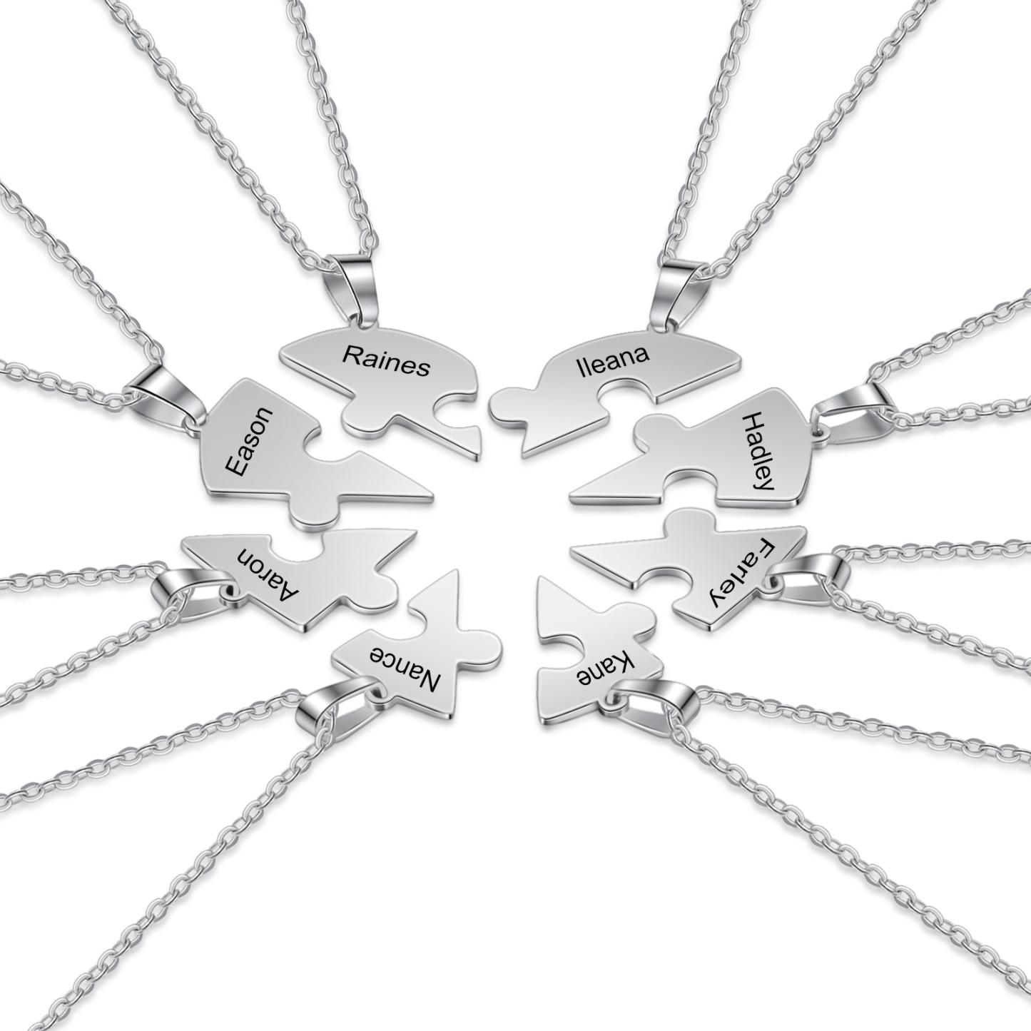 Personalised Heart Puzzle Necklace With 8 Names Gifts For Her-Jessemade AU