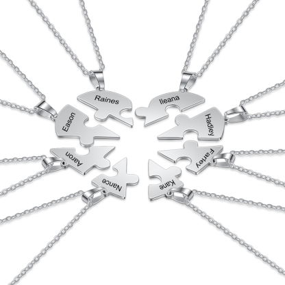 Personalised Heart Puzzle Necklace With 8 Names Gifts For Her-Jessemade AU
