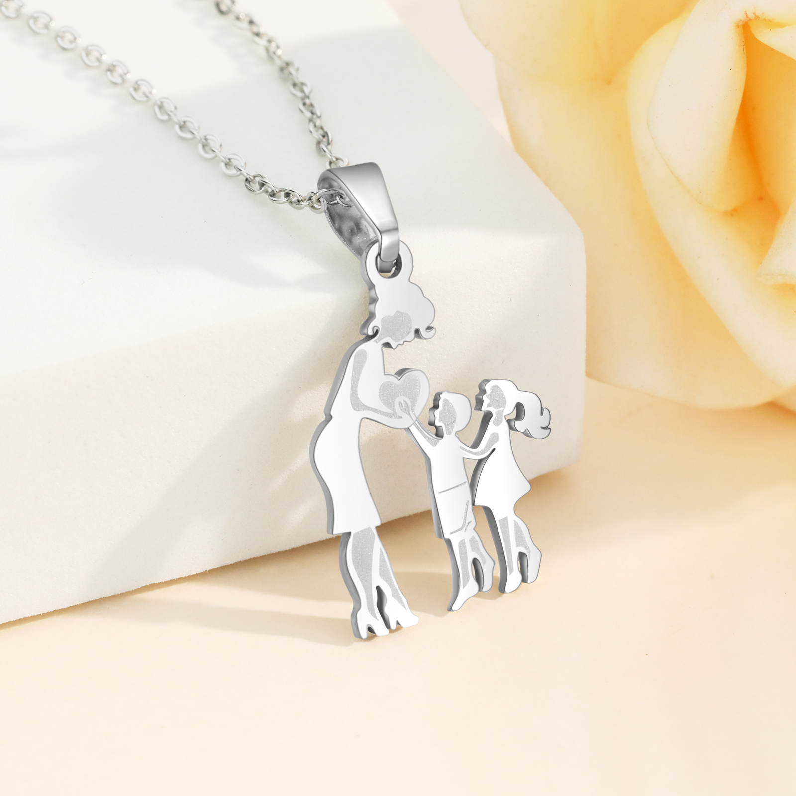 Women Necklace Mother & Son & Daughter Pendant Necklace Stainless Steel Mother's Day Gifts for Mum-Jessemade AU