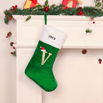Christmas Letter Stockings Ornaments Custom 1 Name Fireplace Sock Decor Personalised Gifts for Family Friends-Jessemade AU