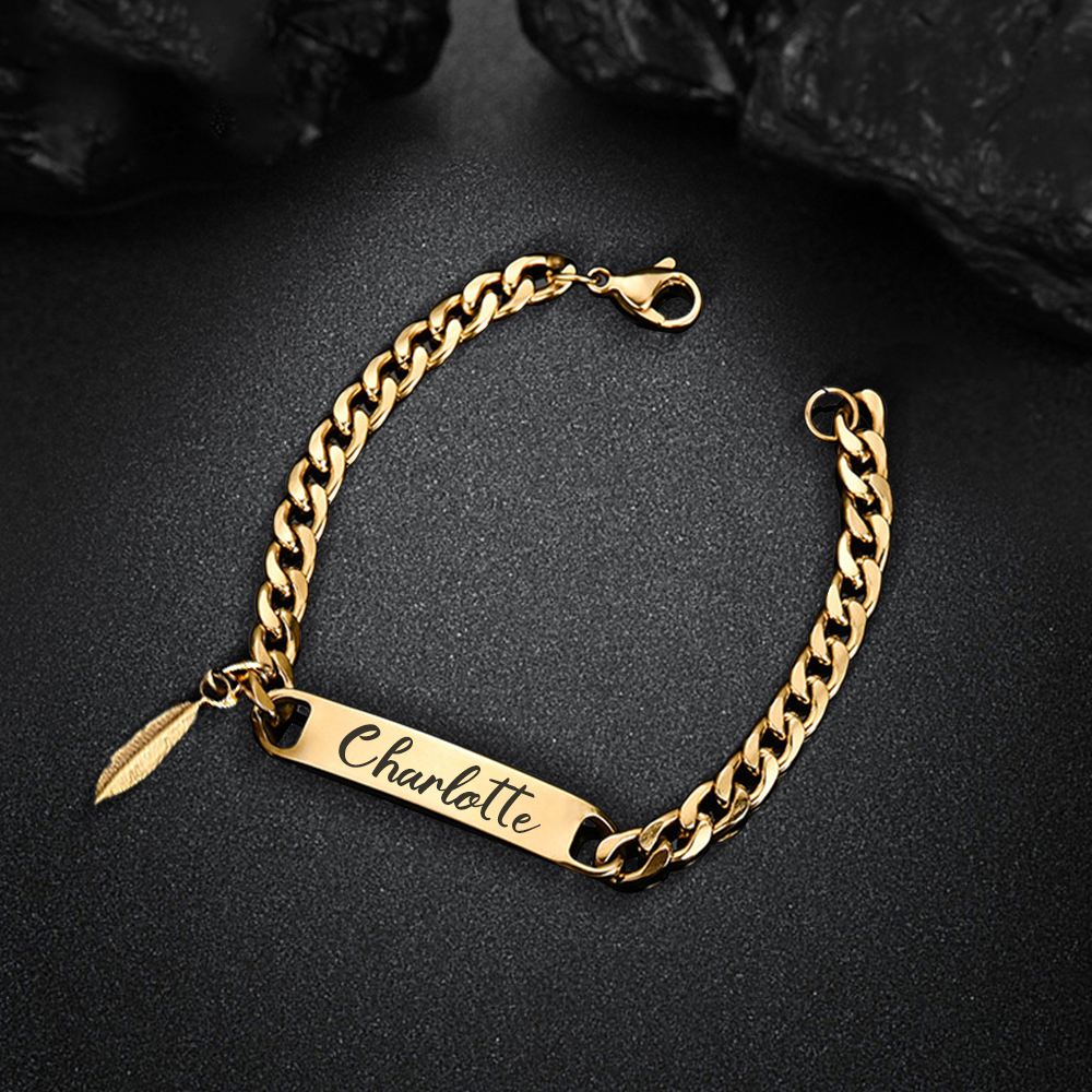 Personalised 1 Name Bracelet Leaf Bracelet Customised Child Bracelet Baby Gift-Jessemade AU