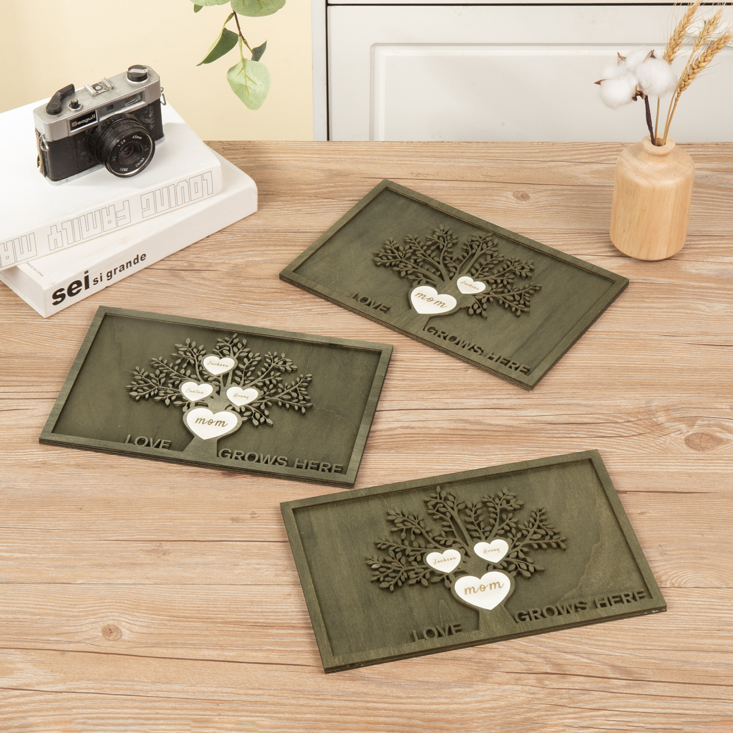 Family Tree Wood Frame Personalised Family Tree Sign Custom 7 Names Plaque-Jessemade AU