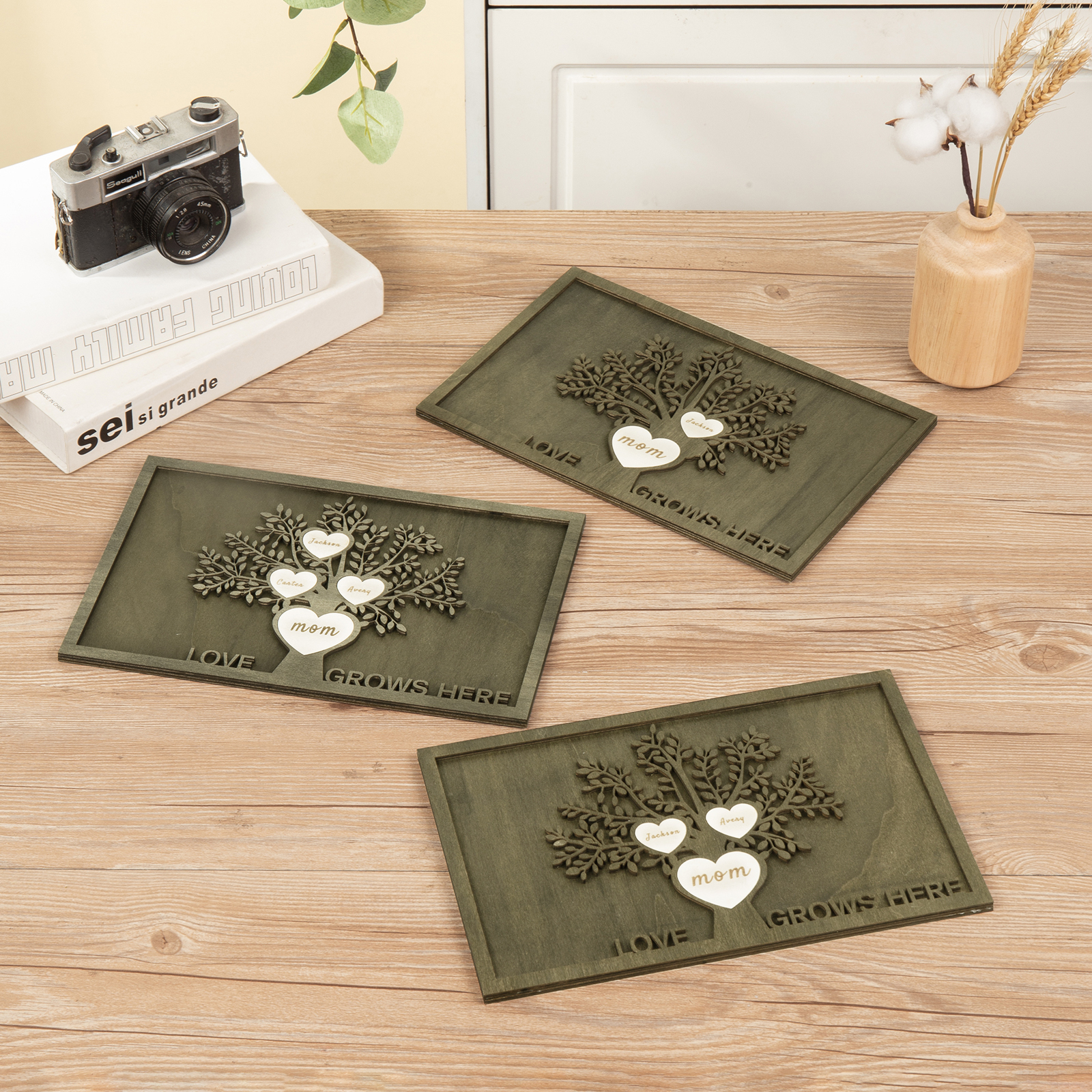 Family Tree Wood Frame Personalised Family Tree Sign Custom 7 Names Plaque-Jessemade AU