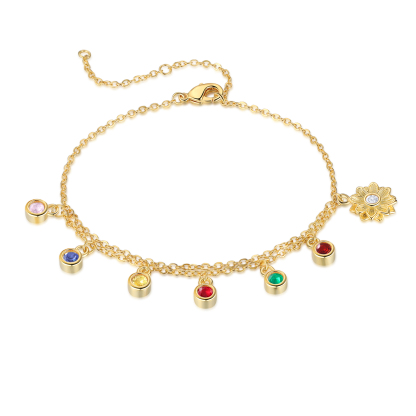 Personalised Women's Bracelet Custom 6 Birthstones Bracelet Gold Adjustable Bracelet Mother's Day Gift for Her-Jessemade AU