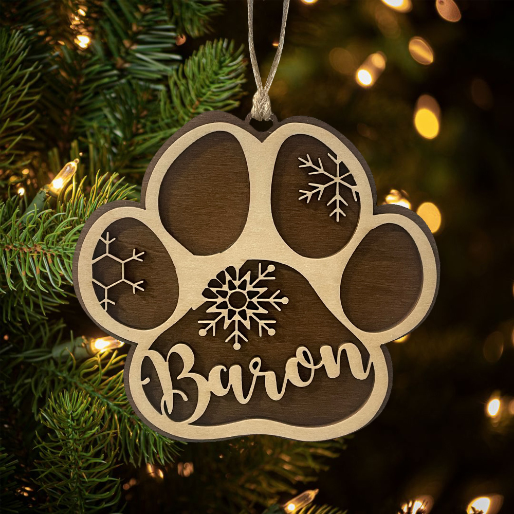 Personalised Christmas Dog Paw Ornament Custom Name Hanging Ornament Christmas Gifts-Jessemade AU