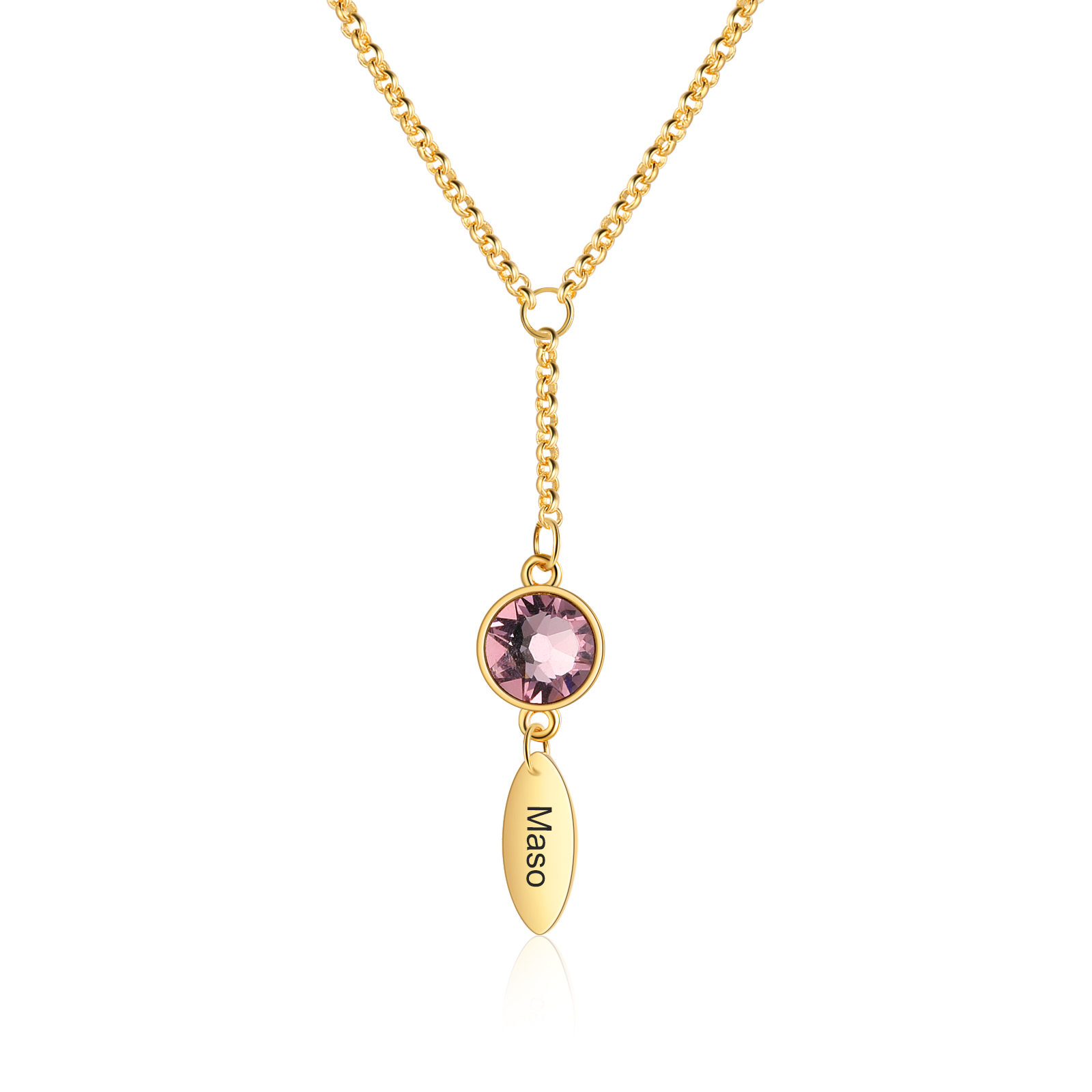 Personalised Bar Necklace With 1 Birthstones Engraved Name Necklace Best Gift For Mother-Jessemade AU