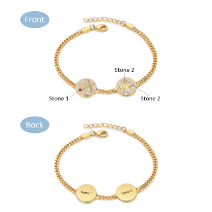 Personalised Women's Bracelet Customised 2-5 Names & Birthstones Bracelet Ocean Element Gift for Her-Jessemade AU