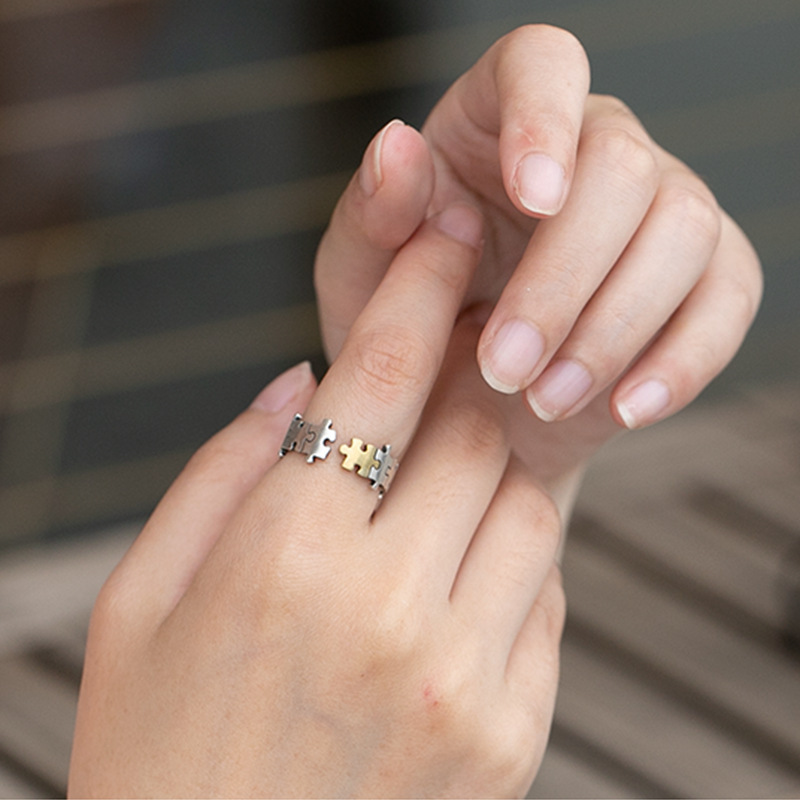 Couple Ring Set Matching Rings Puzzle Adjustable Ring Gift for Couple-Jessemade AU