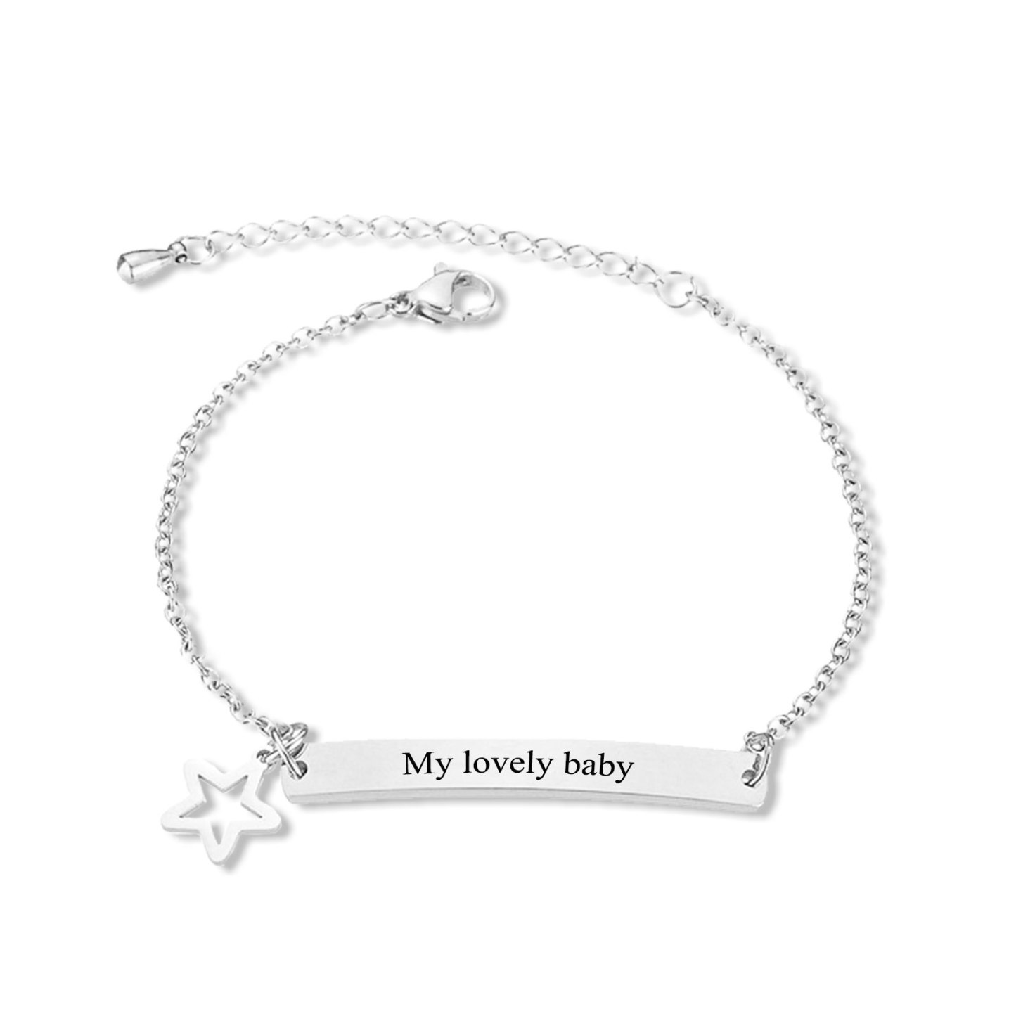 Personalised Text Bracelet Custom Names Bracelet Star Bracelet Love Gifts For Her-Jessemade AU