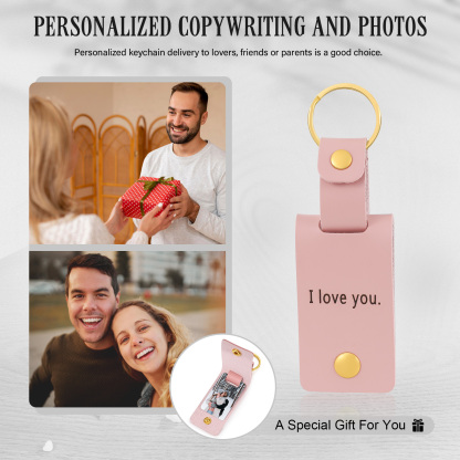 Personalised Photo Keychain Customised with Text Leather Keyring Couple Keychain Gift for Him/her-Jessemade AU