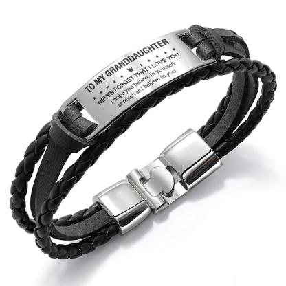 To My Grandson/Granddaughter Never Forget That I Love You Inspirational Bracelet Initial ID Bar Bangle Gifts For Men-Jessemade AU