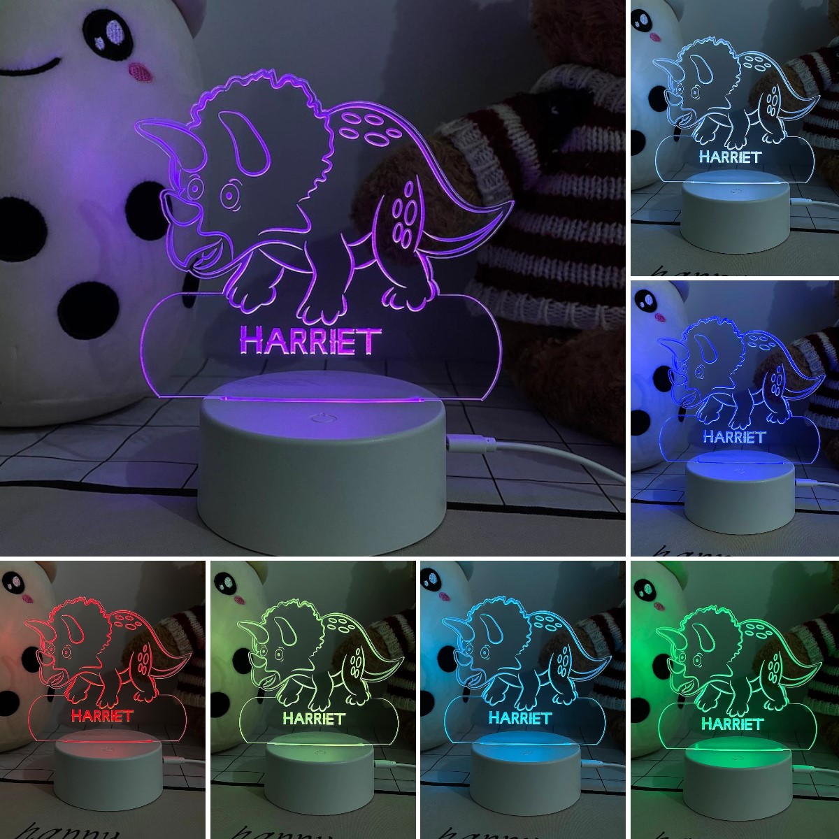 Personalised Rhino Home Decoration Lamp With Custom Name Night Light Kid's Bedroom Decor Children's LED Light-Jessemade AU